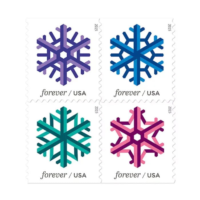 Geometric Snowflakes Forever Stamps 2015