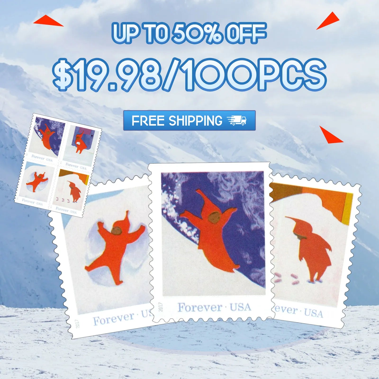 🎁[US Free Shipping] The Snowy Day 2017-$19.98/100pcs
