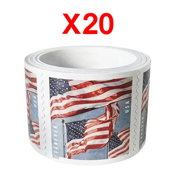 2022 U.S. Flag Stamps, 20 Rolls (2000 Pcs)